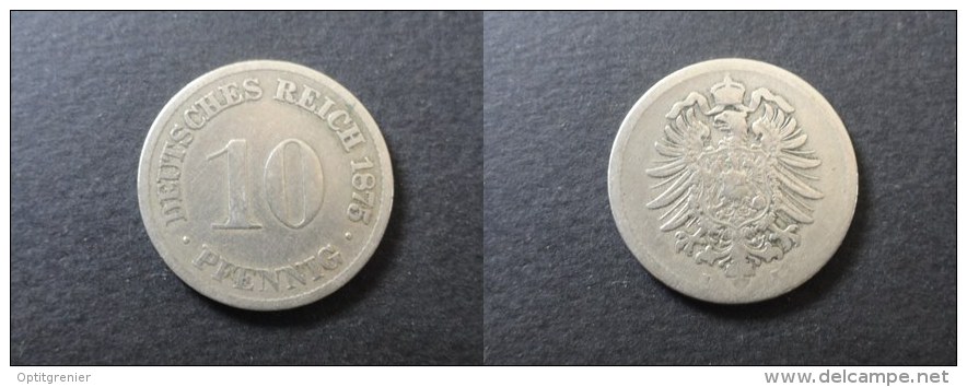 1875 H - 10 PFENNIG ALLEMAGNE GERMANY - 10 Pfennig