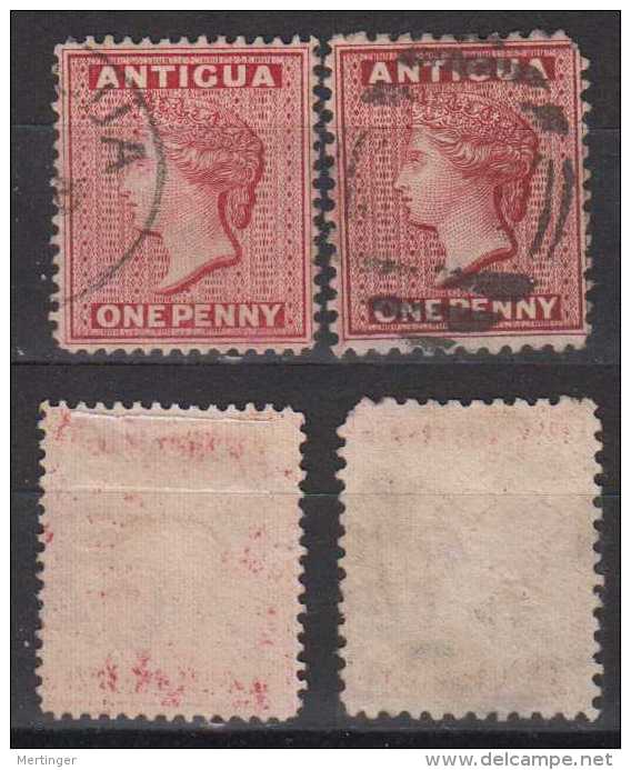 Antigua Mi# 4 A+C Used 1P 1872 + 1876 - 1858-1960 Colonia Britannica