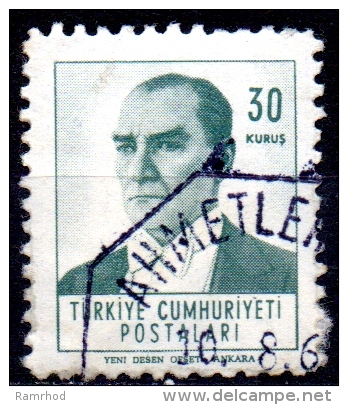 TURKEY 1961 Kemal Ataturk - 30k. - Green FU - Oblitérés