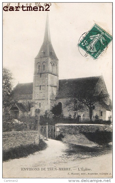 ENVIRONS DE TRUN-MERRY L'EGLISE + CACHET AMBULANT CAEN AU MANS - Trun