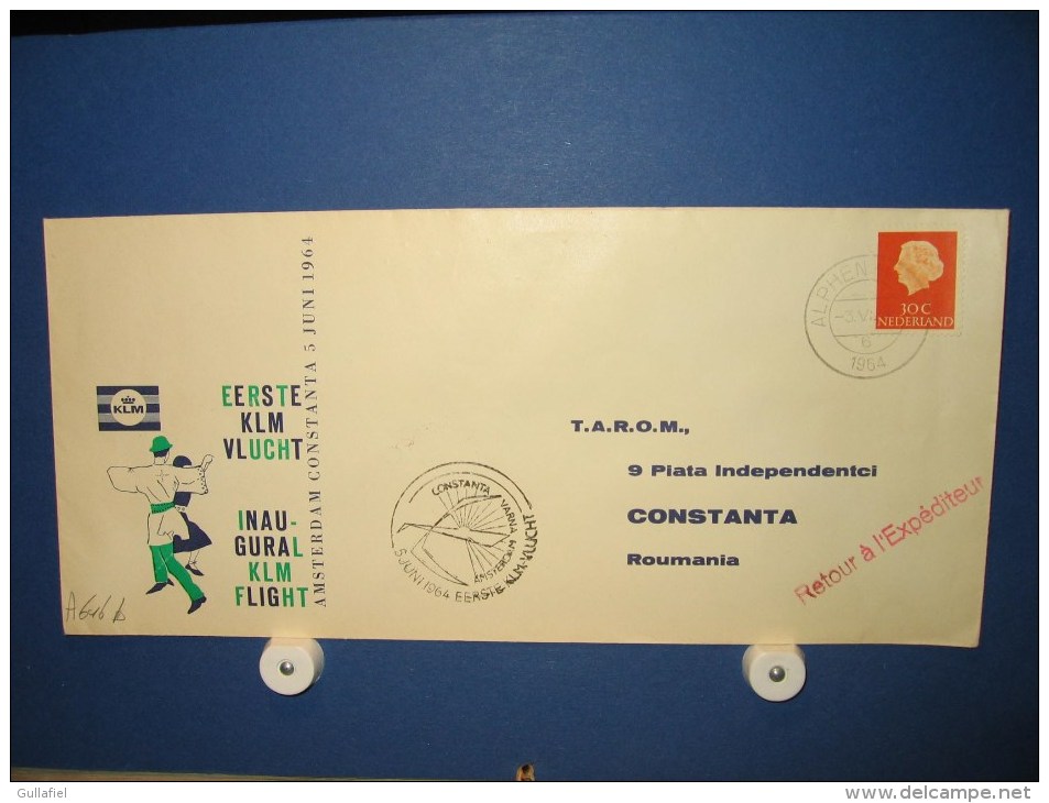 FFC First Flight 253 Amsterdam - Constanta Roemenie 1964 - A646b (nr.Cat DVH) - Cartas & Documentos