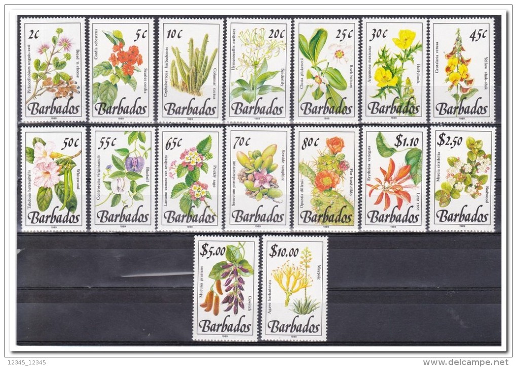 Barbados 1989, Postfris MNH, Plants, Cacti, Flowers - Barbados (1966-...)