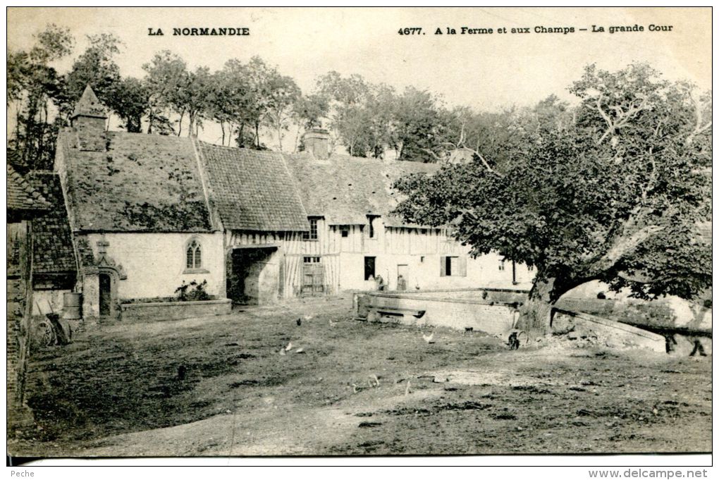 N°3447A -cpa La Normandie -à La Ferme Et Aux Champs -la Grande Cour- - Fermes