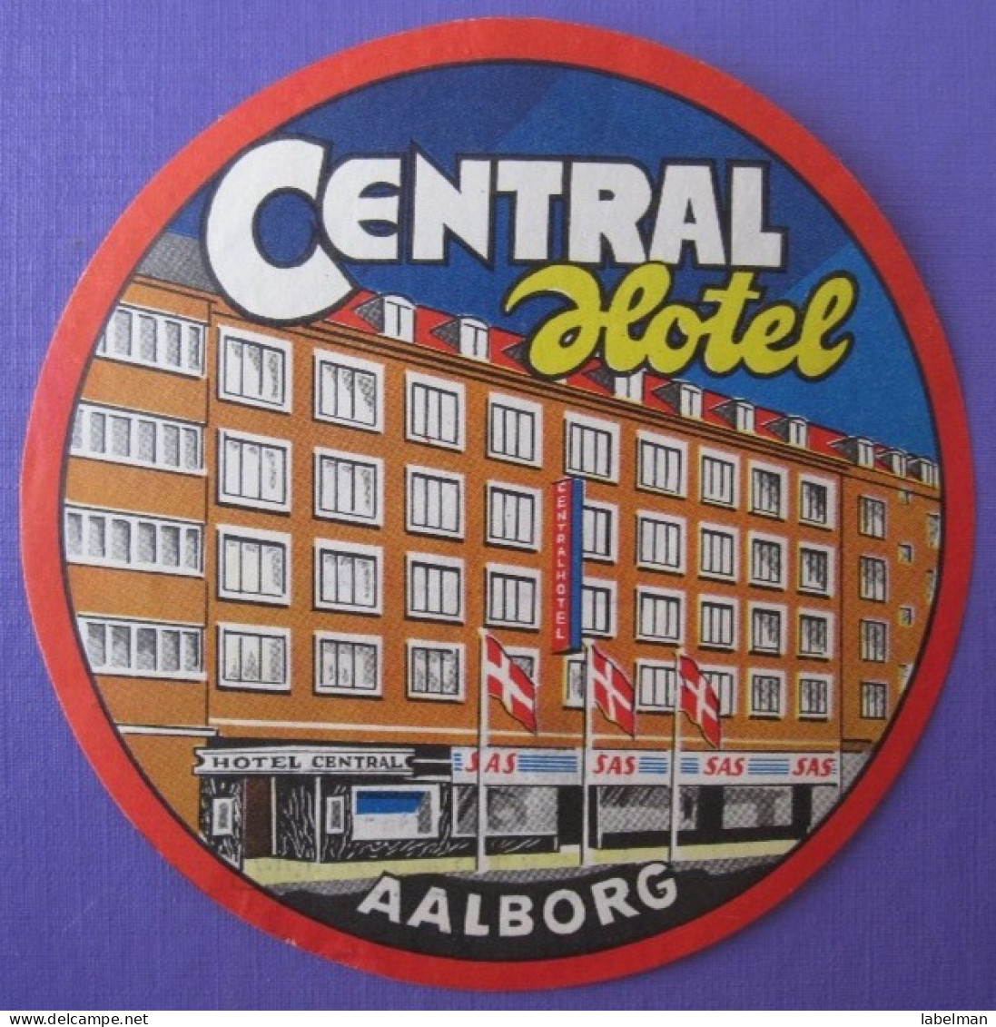 HOTEL HOTELLI HOTELL MOTEL MISSION MOTEL CENTRAL AALBORG DANMARK DECAL LUGGAGE LABEL ETIQUETTE AUFKLEBER - Hotelaufkleber