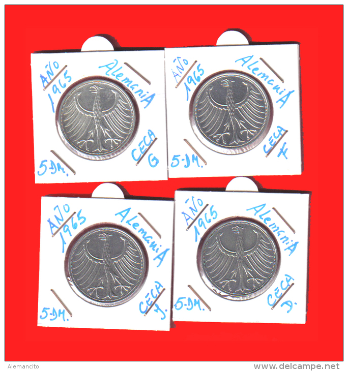 ALEMANIA R.F. MONEDAS DE 5.00 DM -AÑO 1965-CECAS.-  D-F-G-J - 5 Mark