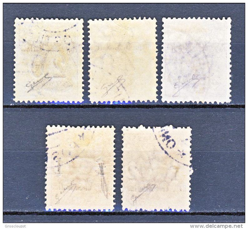 San Marino Tasse Per VAGLIA 1924 Serietta N. 1 - 5 Usati Firma Biondi (n. 4 Firma Fiocchi) - Segnatasse