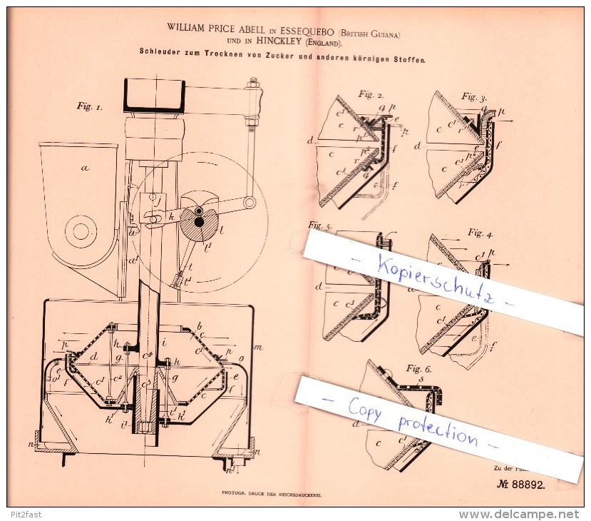 Original Patent - W. Price Abell In Essequibo , British Guinea Und In Hinckley , England , 1895 , !!! - Autres & Non Classés