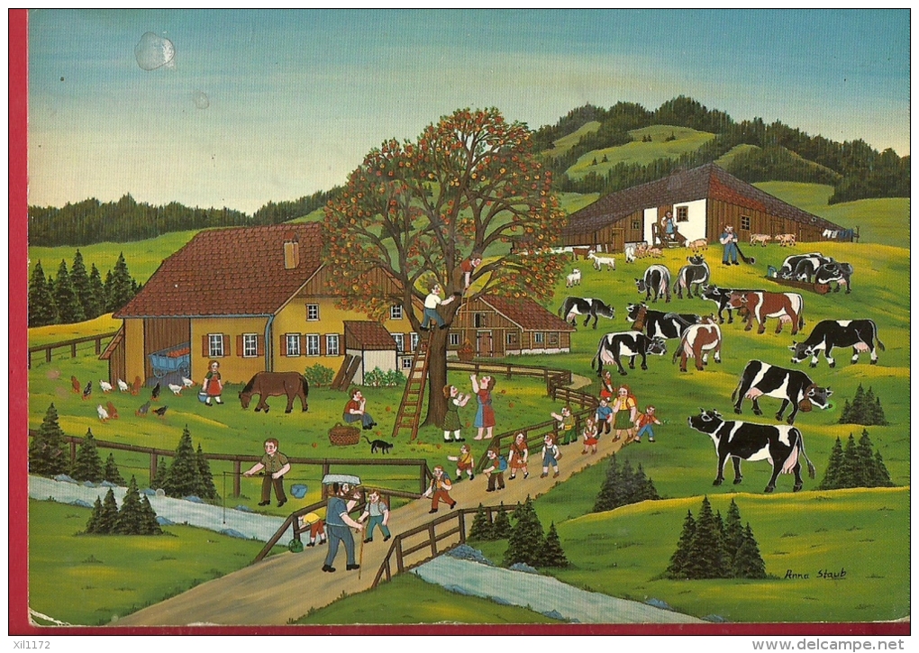 EFR-11 Peinture Paysanne De La Gruyère Bauernmalerei. Poya, Vaches, Chèvre. Circulé Sous Enveloppe. Glisch-cards. - Autres & Non Classés