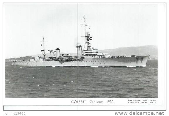 CP PHOTO: " COLBERT " -  CROISEUR   1930  ( Animées - BATEAU DE GUERRE ) - Guerre