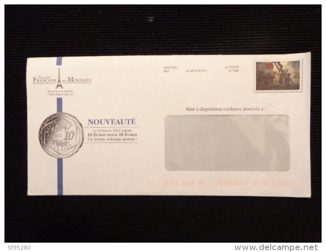 PAP SOCIETE FRANCAISE DES MONNAIES LIBERTE PIECE 10 EUROS - Private Stationery