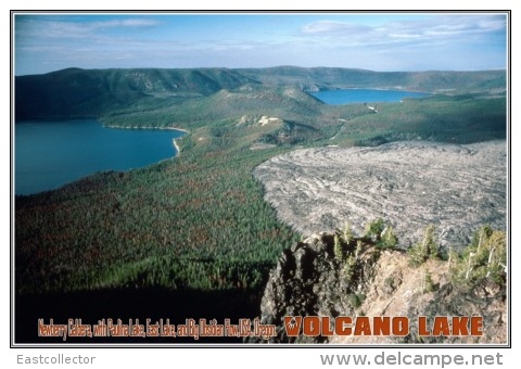 Newberry Caldera, With Paulina Lake, East Lake, And Big Obsidian Flow,USA, Oregon. Volcano Lake Postage Card 3268-16 - Andere & Zonder Classificatie