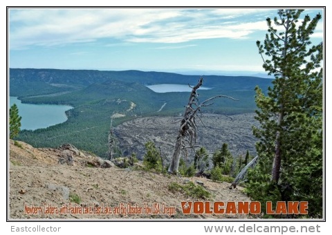 Newberry Caldera, With Paulina Lake, East Lake, And Big Obsidian Flow,USA, Oregon. Volcano Lake Postage Card 3268-16 - Andere & Zonder Classificatie