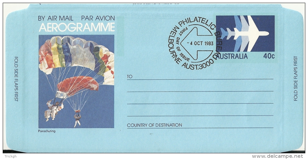 Australia FDC 1983 Melbourne / Parachute Valschermspringen Parachuting - Parachutting
