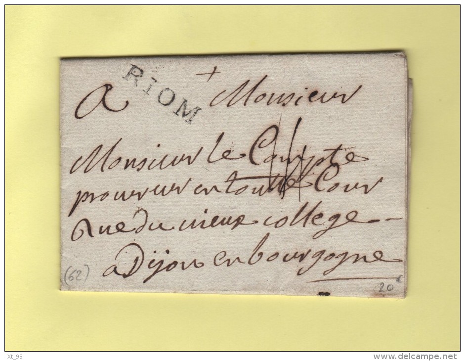 Riom - Puy De Dome - Courrier De Marcilly - 1780 - 1701-1800: Precursores XVIII