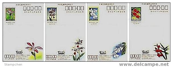 Taiwan 2001 Orchid Flower Pre-stamp Postal Cards 4-4 - Covers & Documents