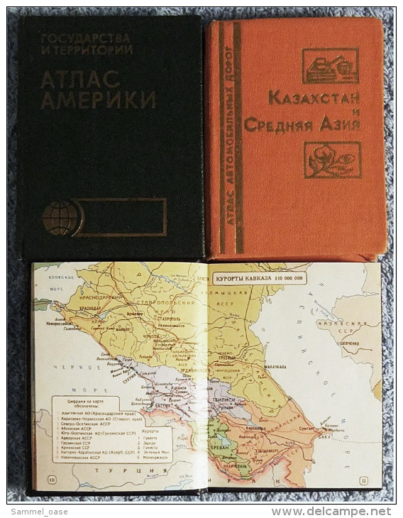 7 X Taschen-Atlas - Russische Schrift - Welt - Georgien - Afrika - Amerika - Europa - Ukraine - Kasastan - Sonstige & Ohne Zuordnung