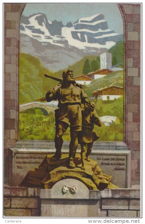 SUISSE,SWITZERLAND,SWISS, HELVETIA,SCHWEIZ,SVIZZERA ,ALTDORF,URI,TELLDENKMAL, MEMORIAL,GUILLAUME TELL,STATUE BRONZE - Altdorf