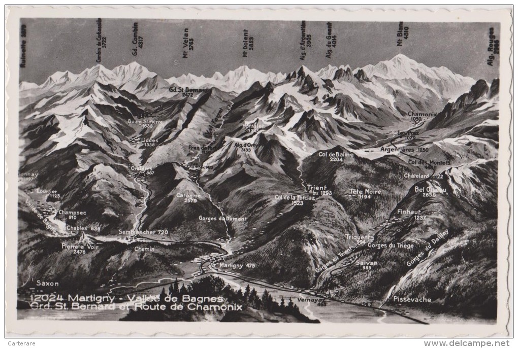 SUISSE,SCHWEIZ,HELVETIA,S WISS,SWITZERLAND,VALAIS,m Ap,MARTIGNY,vallée Bagnes,chamonix,grans Saint Bernard,relief - Bagnes