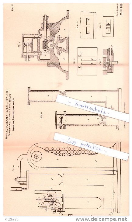 Original Patent - E. Fuhrmann Clarke In Walsall , Staffordshire , Albridge Lodge , England , 1889 , !!! - Sonstige & Ohne Zuordnung