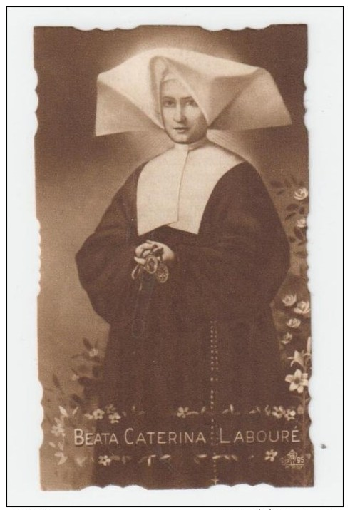 HOLY CARD - SANTINO D´EPOCA (ANTICO) - FUSTELLATO - Beata CATERINA LABOURé -  FB 95 - Con Preghiera - Santini