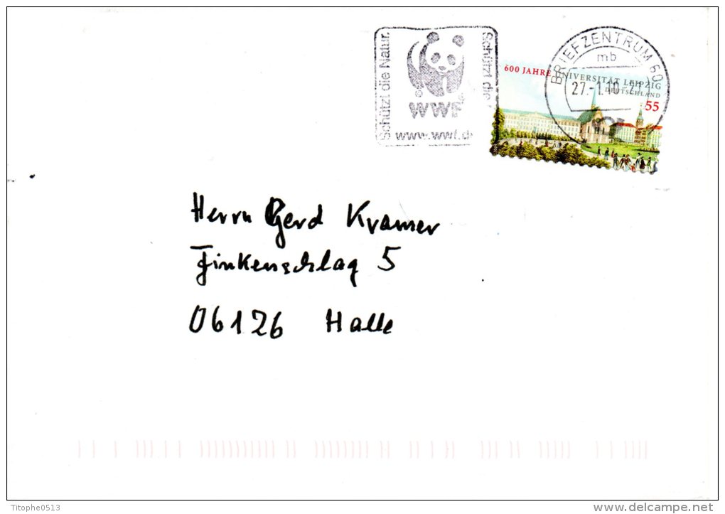 ALLEMAGNE. Enveloppe Ayant Circulé En 2010. WWF Panda. - Briefe U. Dokumente