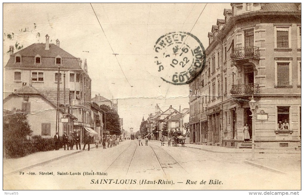 Haut Rhin SAINT LOUIS Rue De Bâle Animation  1922 ........G - Saint Louis