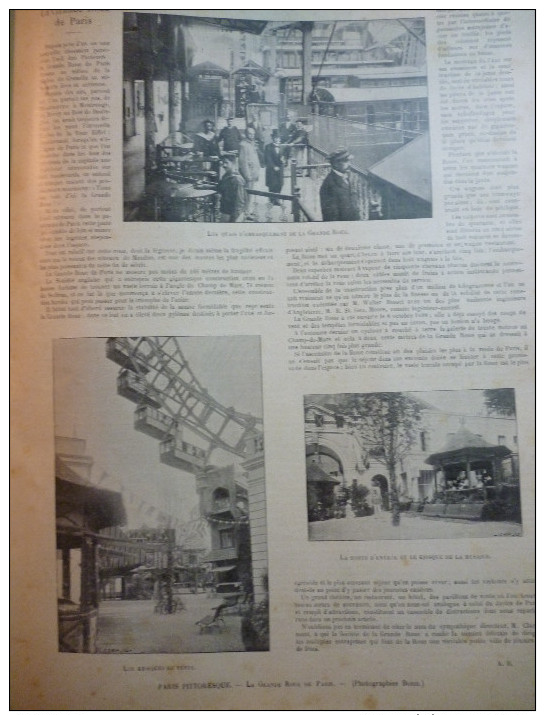 Paris , La Grande Roue , Canards électriques , Restaurant ,  Gravure Sgap 1899 / 2 Pages - Historical Documents