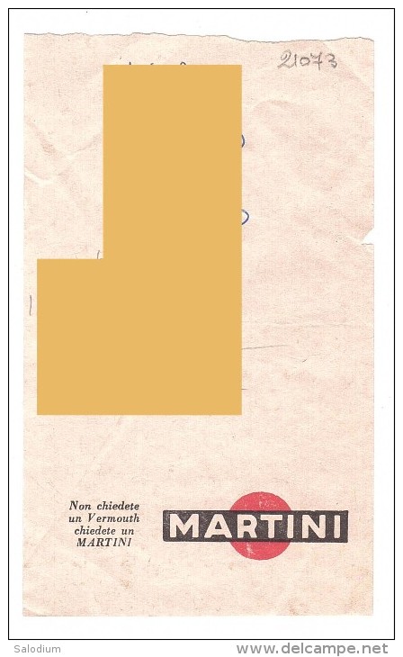 MARTINI E ROSSI - Biglietto Pubblicità Vermouth - Vino Wine - Altri & Non Classificati