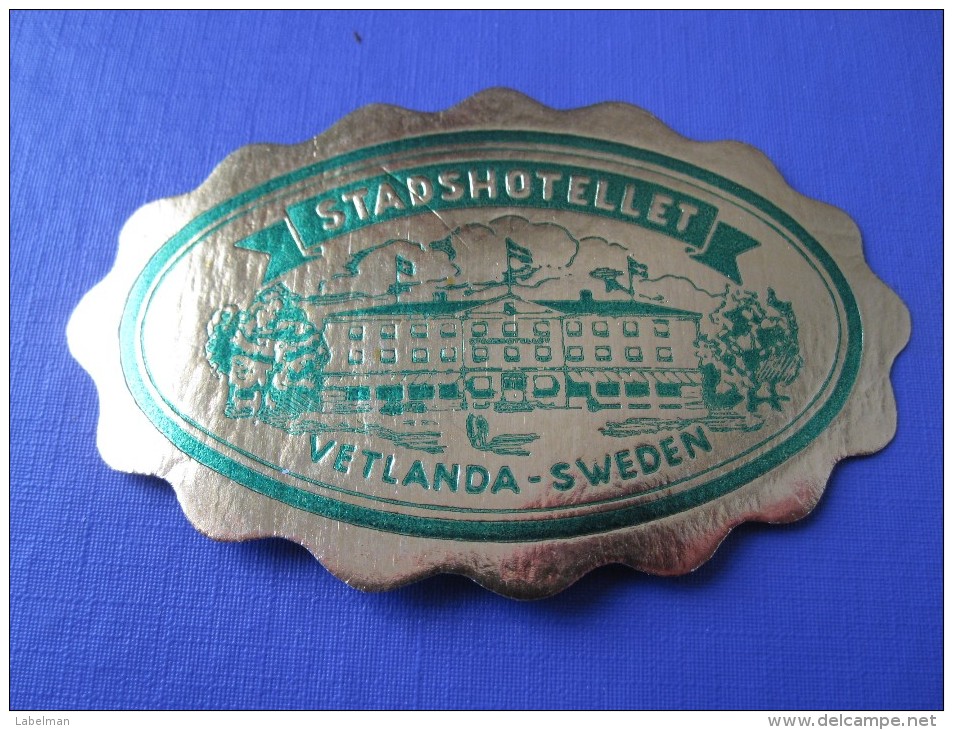 HOTEL HOTELLI HOTELL HOTELLET PENSION MOTEL STAD VETLANDA MINI SVERIGE SWEDEN DECAL LUGGAGE LABEL ETIQUETTE AUFKLEBER - Hotel Labels