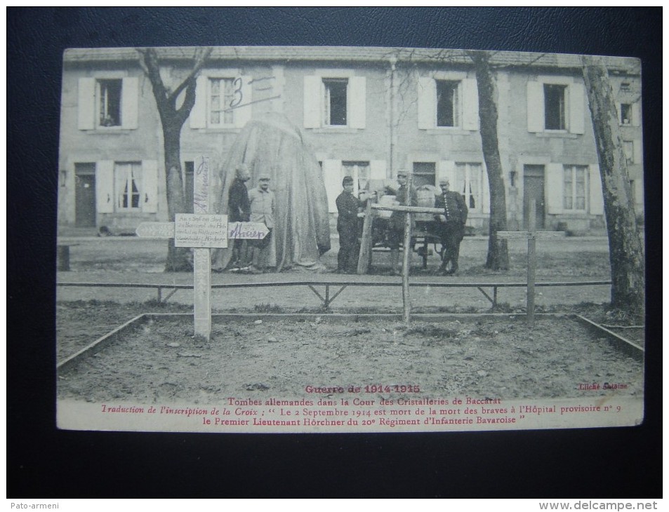 Guerre De 1914-1915 –Tombes Allemandes Dans La Cour Des Cristalleries De Baccarat. - Cimiteri Militari