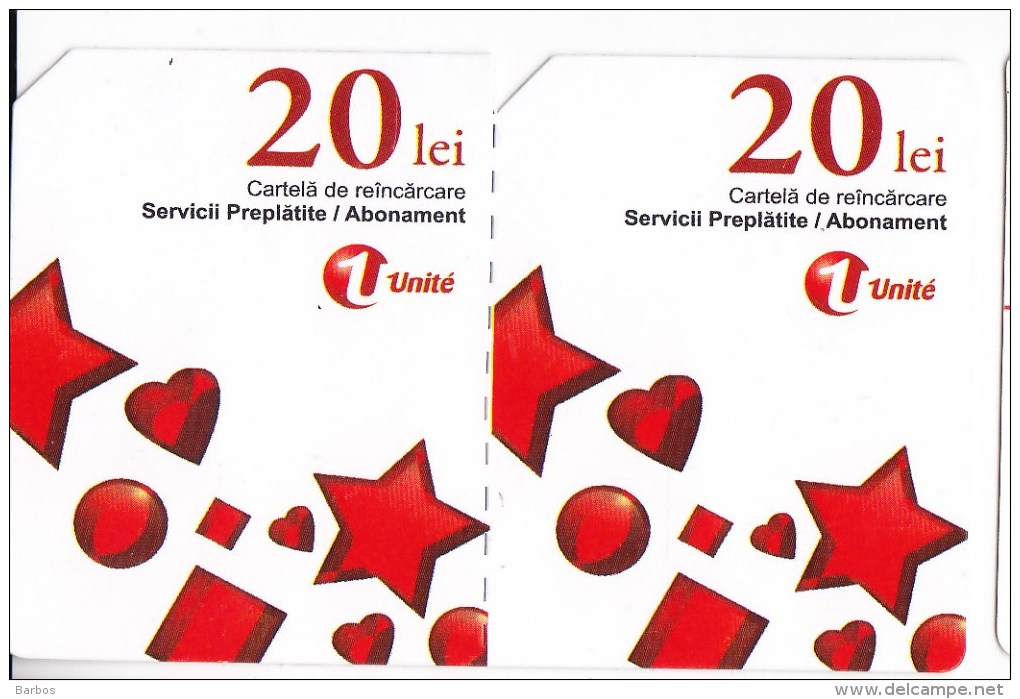 Moldova   Moldavie  Moldau ,  Prepaid Phonecards -  Unlte  ,  20 Lei  +20 Lei , Tipe 3 ,Paper , Used - Moldova