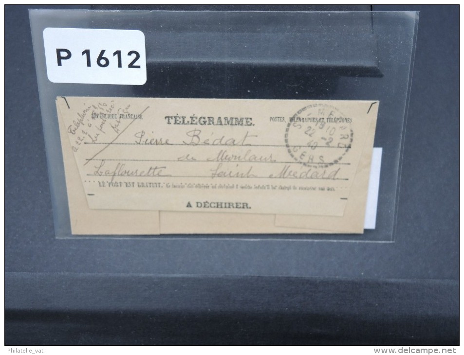 FRANCE - TELEGRAMME DE VILLARD DE LANS POUR ST MEDARD  1940   A VOIR - Telegraph And Telephone