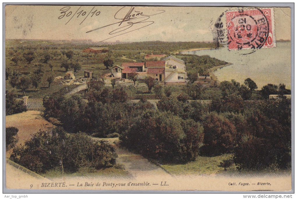 AK TUNISIE BIZERTE 1910-10-31  Cachet Convoyeur Bizerte à Tunis Baie De Ponty Photo Fages - Tunisie