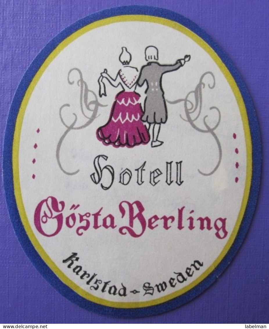 HOTEL HOTELL HOTELLET PENSION MOTEL GOSTA BERLING KARLSTAD SVERIGE SWEDEN DECAL LUGGAGE LABEL ETIQUETTE AUFKLEBER - Hotel Labels