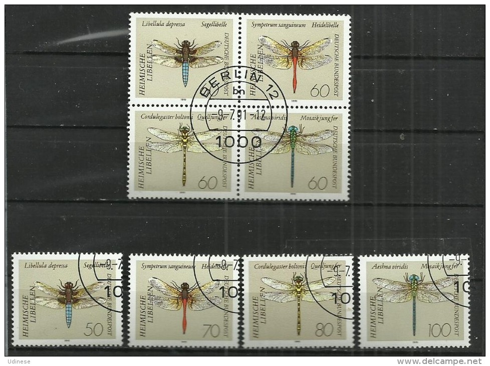 GERMANY 1991 - DRAGONFLIES - CPL. SET - USED OBLITERE GESTEMPELT USADO - Autres & Non Classés