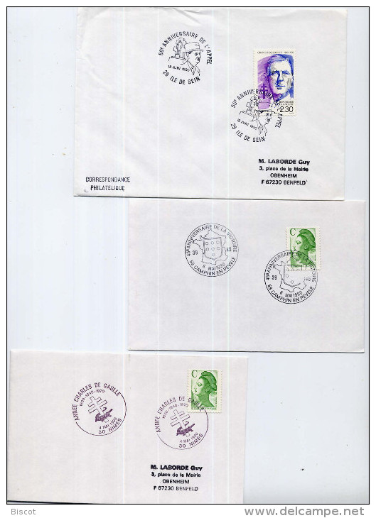 Lot 5 Enveloppes Et 1 Carte Cachets   2e Guerre Mondiale LOT G - Collections