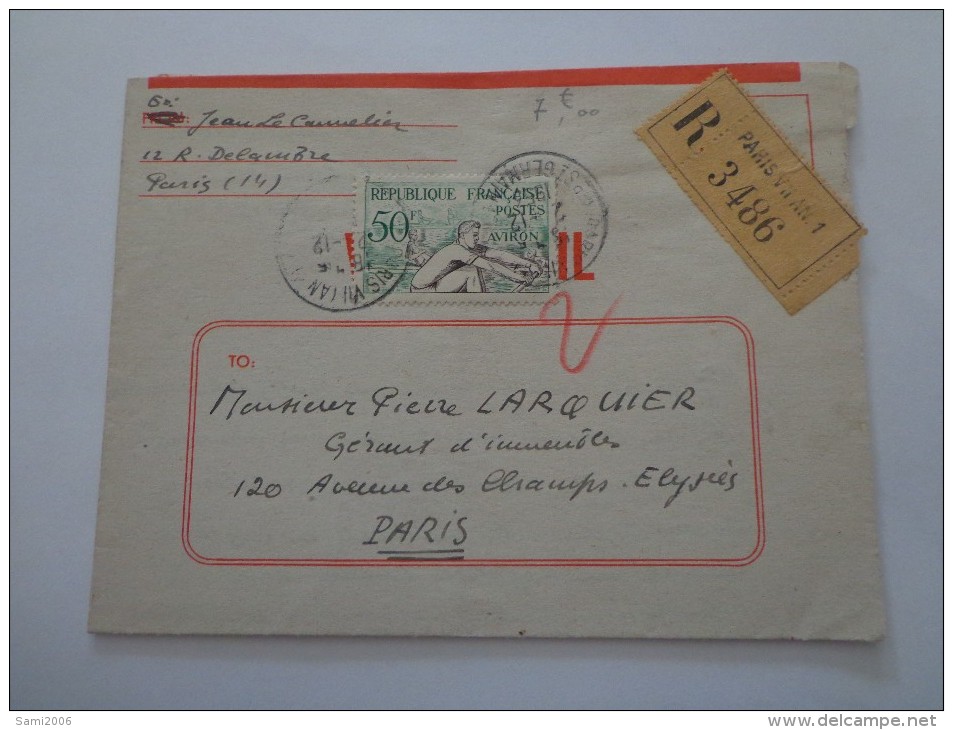 COURRIER RECOMMANDE LETTRE FRANCE PARIS - Lettres & Documents