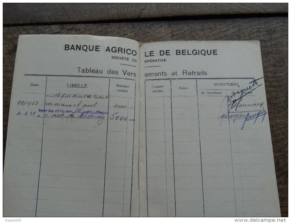 Livret De Sociétaire De La Banque Agricole De Belgique-titulaire-Jules Coulonval à Baileux En 1922 - Banco & Caja De Ahorros