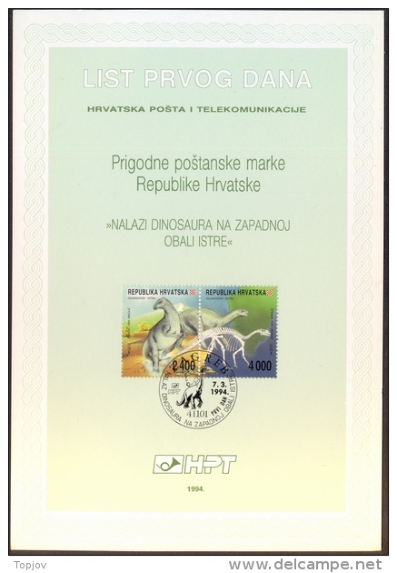 CROATIA  - HRVATSKA  -  DINOSAURUS - ISTRIA - 1994 - Préhistoriques