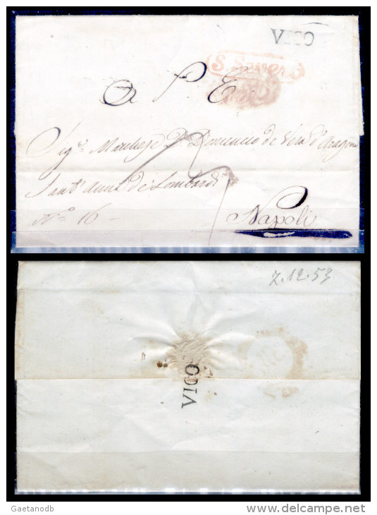 Vico (del Gargano)-00852 - Raro:piego Del 7 Dicembre 1853 Con Bollo Di Cancelleria Ripetuto Al Verso Come Sigillo. - 1. ...-1850 Prephilately