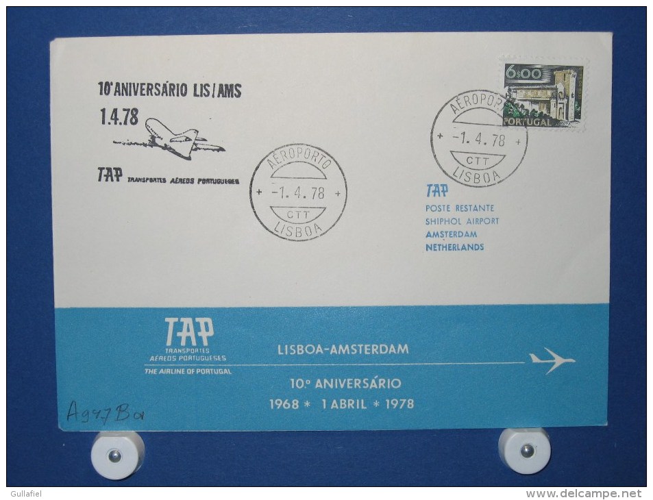 FFC First Flight 281 Lissabon Portugal - Amsterdam 1978 - A947Ba (nr.Cat DVH) - Lettres & Documents