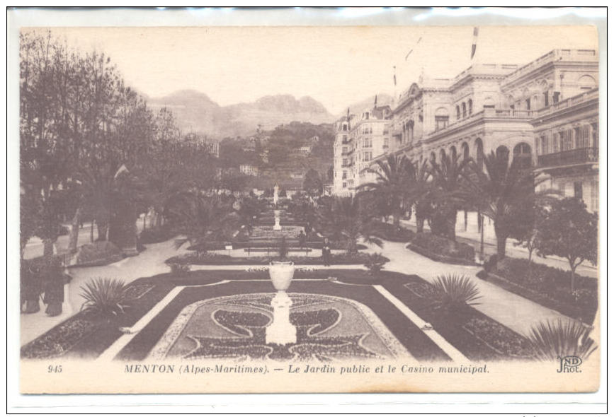 CPA MENTON - Le Jardin Public Et Le Casino Municipal - Menton