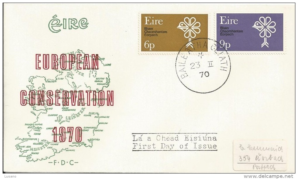 Irlande - Enveloppe FDC European Conservation 1970 - FDC