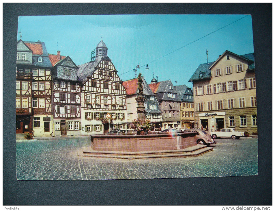 Germany: BUTZBACH - Marktbrunnen U. Rathaus, Alte Auto - Unused - Butzbach