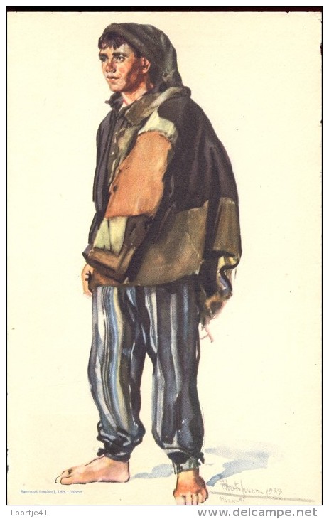 Folklore Klederdracht Costumes Portugueses - Nazaré - Pescador  - Illustr. Alberto Souza 1937 - Costumes