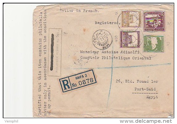 PALESTINE -  LETTRE RECOMMANDEE AFFRANCHIE N° 64 - 65 A -72 -75- DESTINATION EGYPTE - Palestine