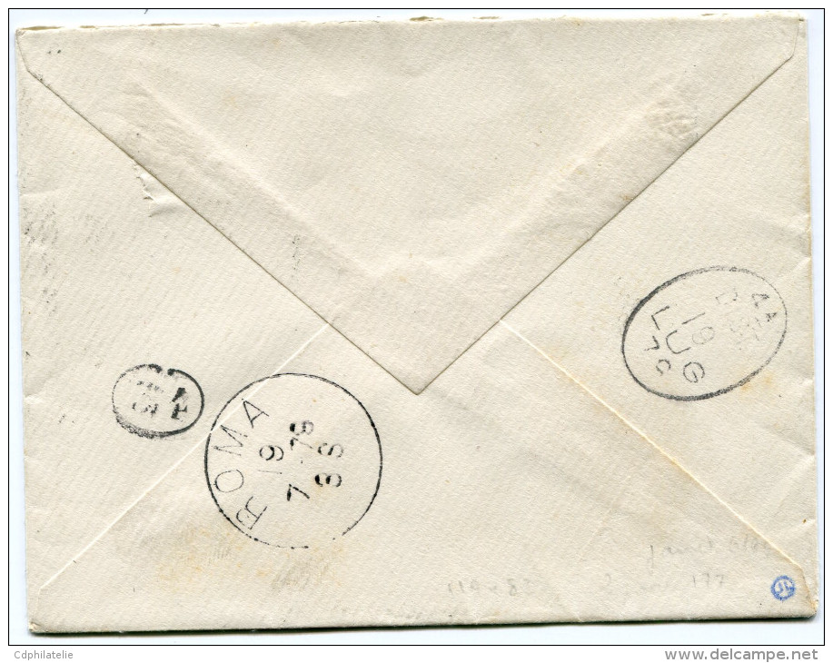 FRANCE LETTRE AFFRANCHIE AVEC UN N°91 OBLITERATION CACHET DEPART VILLE D'AVRAY 17 JUIL.79 SEINE-ET-OISE POUR L'ITALIE - 1877-1920: Période Semi Moderne