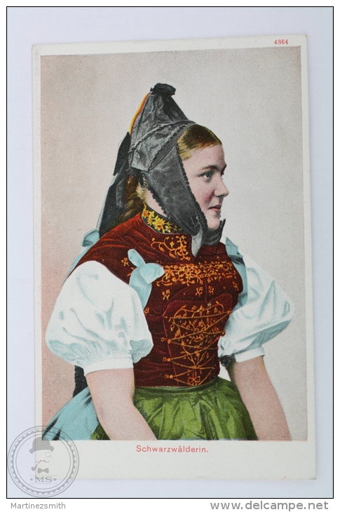 Old Postcard Folklore Topic - Raum Für Mitteilungen - Schwarzwälderin - Folklore Costume - Vestuarios