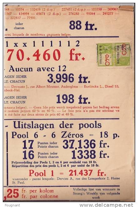 BELGIQUE :  1947.-1948:2 feuilles:Résutats des Pronostiques de football:LITTLEWOODS - Srang´s.