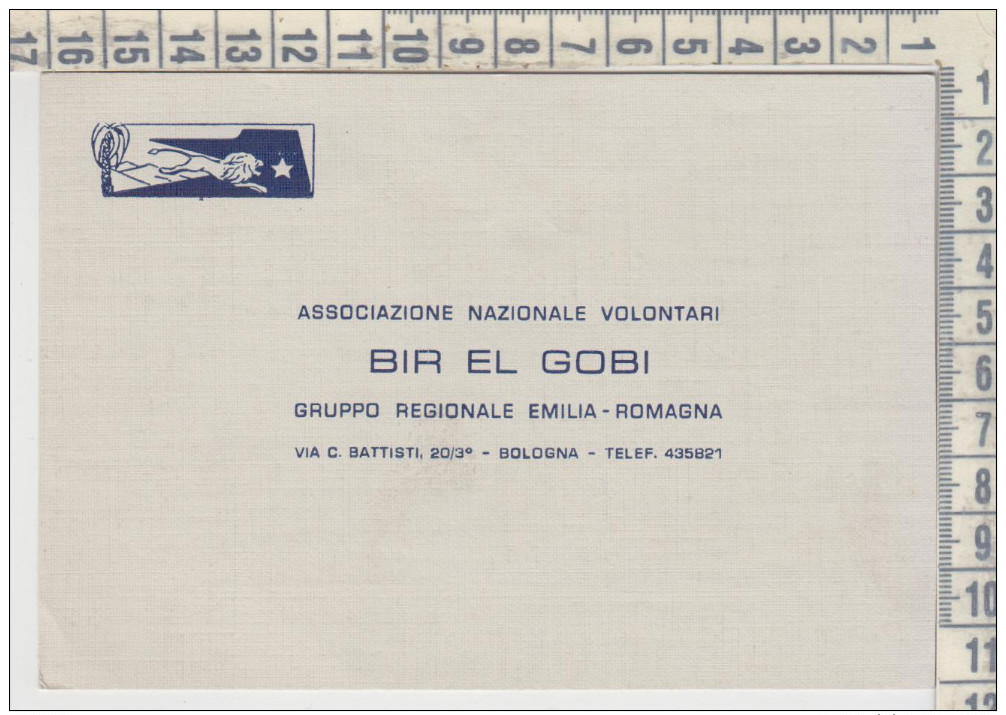 Bologna  Associazione Nazionale Volontari Bir El Gobi Gruppo Regionale Emilia Romagna  Buona Pasqua Auguri 1965 - Altri & Non Classificati